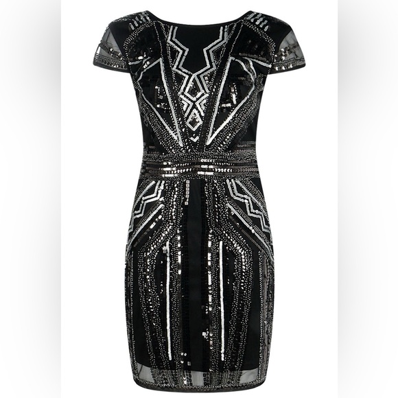 Boohoo Boutique Sequin Cap Sleeve Shift Party Mini Dress Size 8 - Picture 2 of 11